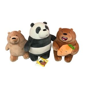 We Bare Bears Plush Cartoon Network Lot Of 3 Grizzly Carrot & Panda Stuffed Toys